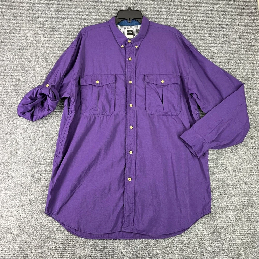 The North Face Vented Long Sleeve Button Up Shirt Purple XL Men Gorpcore Outdoor